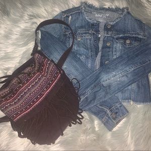 Bethany Mota jean jacket and purse